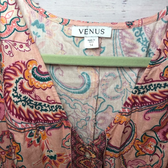 VENUS Paisley Print Linen Peach Pink Dress size 14 NWOT - Picture 9 of 16
